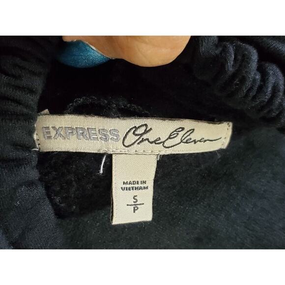 Express One Eleven Women's Black Viscose Long Sleeve Knee Length Hooded Dress S - Picture 9 of 11